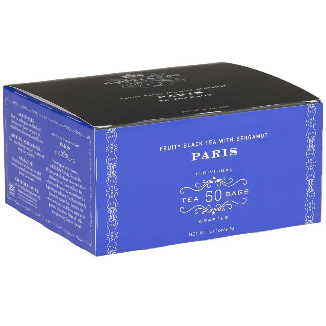Harney & Sons Paris Black Tea | 50 Tea Bags | Fruity Vanilla & Caramel Blend with Hint of Lemony Bergamot (EXP 04/19/28)