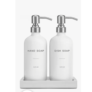 Prus Waso White Soap Dispenser for Kitchen Sink, Dish and Hand Soap Dispenser with Silver Stainless Steel Pump, Perfect for Kitchen Decor and Accessories. (Silver & White)