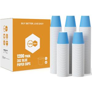 Turbo Bee 3oz Disposable Paper Cups 1200Pack, Small Bathroom Cups Bulk, Small Blue Paper Mouthwash Tumblers Perfect for Bathroom, Party, Picnic, Travel and Events