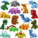 16 Pack Plush Dinosaurs Bulk, Mini Dinosaur Figures Assortment Keychain Toy, Soft Dino Stuffed Animal Set Gifts for Kids, Easter Basket Stuffers, Goody Bag Filler, Doll Machine, Toddler Party Favors