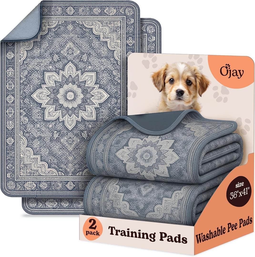 Super Absorbent Washable Pee Pads for Dogs (2-Pack) Reusable Puppy Training Pads, 100% Waterproof & Leakproof Dog Pee Pads with Non-Slip Backing Durable, Quick-Dry Pet Pads for Crates & Floors