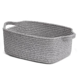 CHICVITA Decorative Gift Basket, Easter Basket for Kids, Woven Rope Storage Baskets with Handles, Nursery Baby Shower Toy Organizer, Grey, 13 x 9.8 x 5 inches