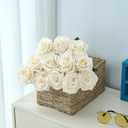 15pcs Ivory Roses Artificial Flowers Silk Fake Flowers Realistic White Roses Bouquet Long Stem for Wedding Home Party Birthday Decoration