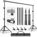 Backdrop Stand 6.5 x 10FT, Adjustable Photography Backdrop Support System Kit with 4 Clamps and Carrying Bag for Parties, Wedding, Photography, Festival Decoration
