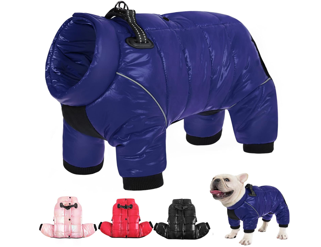 AOFITEE Dog Coat, Waterproof Dog Jacket for Winter, Warm Fullbody Dogs Snowsuit, Winter Coat for Small Dogs, Zip Up Pet Puffer Jacket Fleece Vest, Outdoor Reflective Cold Weather Pet Coats, Medium