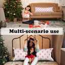 Pink Chinoiserie Christmas 20x54 Body Pillow Cover with Zipper,Grandmillennial Christmas Decor,Coquette Preppy Pink Bow Xmas Striped Decorative Long Hug Pillow Cases for Bed Couch