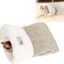 Cat Sleeping Bag Bed, Winter Soft Plush Sack Self Warming Cave Bed for Indoor Cats, 360Wrap Comfortable Pet Snuggle Sack, Soft Plush Large - Size L (Brown)