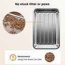 Stainless Steel Sifting Litter Box for Pine Pellets, Sifting Cat Litter Box with Sifter, High Side for Small Cats, Anti-Leakage, Odor Control, Includes Scooper, 22.4" x 14.6" x 11"
