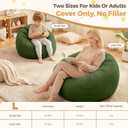 Stuffed Animal Storage Bean Bag Chair Cover for Kids (No Filler), Soft Comfy Velvet Beanbag Chair Cover Machine Washable,Kids Bean Bag Chair with Handle for Living Room Bedroom Dorm,Dark Green, S for Kids