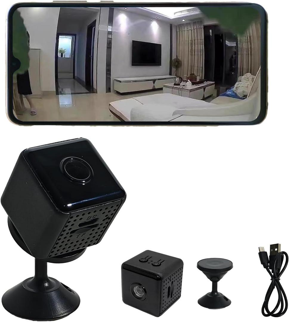 Mini Spy Camera Hidden HD 1080P - Wireless WiFi/No WiFi Tiny Cam, Micro Secret Discreet Camera with APP Remote View & Video Recording, Camara Espias Ocultas for Indoor Outdoor Monitoring
