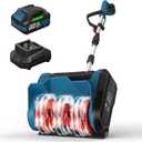 Cordless Electric Snow Shovel Rake, 21V 12-Inch Brushless Battery Snow Blower with 4.0Ah & Fast Charger, 20FT Throw Distance, Compact Design, Adjustable Front Handle, for Driveway/Sidewalk – Blue