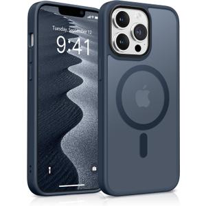 GONEZ Magnetic for iPhone 13 Pro Max Case,Compatible with MagSafe,[Military-Grade Drop Protection][Anti-Fingerprint] Slim Translucent Matte Back Shockproof Phone Protective Case(Dark Blue)