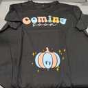 OCURHU Maternity Shirts for Halloween Thanksgiving Pregnancy Clothes Funny Skeleton Pumpkin Pregnant Announcement Tshirt Size XL