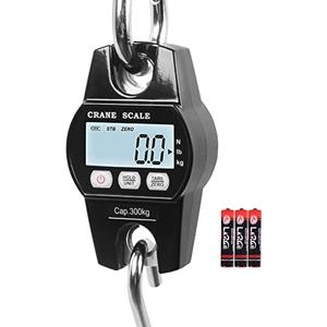 Fuzion Hanging Scale 660lb, Heavy Duty Crane Scale, Aluminum Body, Stainless Steel Hook, Hoyer Lift Scale with Hold/Tare, Digital Hanging Scales for Farms, Hunting, Fishing and Weighing Luggage