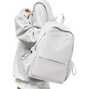 White School Backpack for Girls Boys, Small Waterproof Bookbag for Women Men, College Student School Bag, Lightweight Travel Rucksack Casual Daypack, Laptop Backpacks