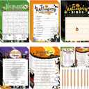 Pasimy 149 Pcs Halloween Party Games with Pencil 25 Players Halloween Word Search Scramble Trivia Quiz Game Bingo Card for Adults Groups Fall Family Activities Party Favors Supplies