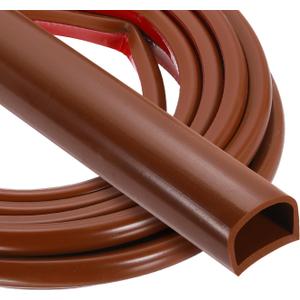 PATIKIL 16.4FT Silicone D Shape Weather Stripping, 5/9" W x 1/2" H Self Adhesive Backing Door Seal for Door Frame Window Insulation RVs Furniture Cabinets, Brown