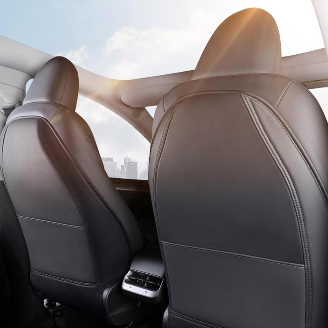 2 Pack Leather Seat Back Protector Custom for Tesla Model Y/3 Model S/X Accessories(Includes 2025 2026 Model Y & 2024-2026 Model 3 Highland), Seat Back Kick Protectors