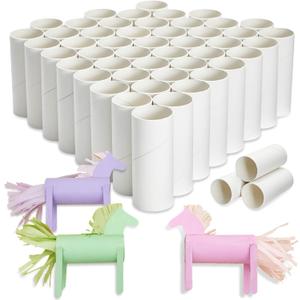 Pack of 48 Cardboard Craft Toilet Paper Tube Rolls, 9.9 cm Length (White)