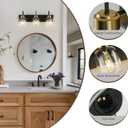 Black and Gold Glass Bathroom Vanity Light, 3-Lights Farmhouse Bathroom Vanity Lighting Fixtures Over Mirror, Vintage Rusitc Vanity Light Fixutres with Clear Glass Shade, 22 inch Wall Wall Sconces