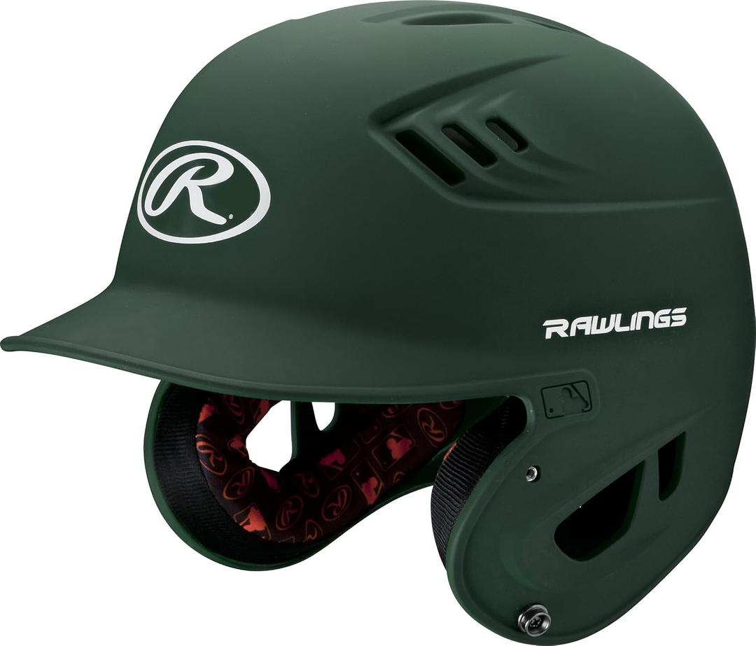 Rawlings | R16 Velo Baseball Batting Helmet | Matte | JR & SR Sizes | Multiple Colors (SR (6 7/8 - 7 5/8), Matte Dark Green)