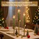 6Pcs Hurricane Glass Candle Holders Gold Candlestick Holders Taper Candle Holder with 9.8" Windproof Clear Cylinder Covers for Outdoor Indoor Tall Candle Stick Holder Decor for Wedding Party Fireplace