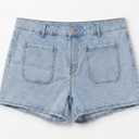 Women's Casual High-Waisted Denim Shorts, Classic Light Wash Jean Shorts with Front Pockets, Comfortable Summer Stretch Shorts for Daily Wear XXL