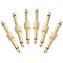 OTraki 6 Pack Guitar Pedal Connector 1/4 inch Effect Pedal Coupler Guitar Connector Gold Planted 6.35mm Male to Male Straight Type Plug Electric Guitar Pedalboards