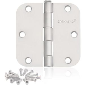 30 Pack Door Hinges, 3.5 x 3.5 Inch White Hinges for Wood 5/8'' Radius Corners Interior Door Hinges, 3 1/2 Inch Hinges for Residential Doors