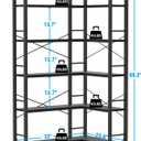 5-Shelf Corner Bookshelf, Large Open Shelf Bookcase,Black Metal Frame, L-Shaped Storage Rack with Cross Braces for Living Room Home Office