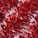 50 Feet Red Christmas Tinsel Garland for Christmas Tree Decorations, Xmas Metallic Twist Shiny Hanging Garland Decor for Mantle Stairs Fireplace Home Holiday Indoor Outdoor