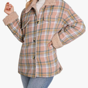 Dokotoo Winter Coats for Women Button Down Plaid Flannel Shirts Warm Sherpa Fleece Jacket, Size XXL