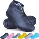 Shoe Covers Waterproof Reusable Foldable Not-Slip Rain Shoe Covers with Zipper,Shoe Protectors Overshoes Rain Galoshes for Kids Men and Women (S (Kids 3-5 Year), Black)