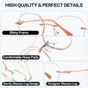 Fashion Shiny Frameless Reading Glasses for Women, Big Frame Anti Blue Light Reader, Large Anti Eyestrain Eyeglasses