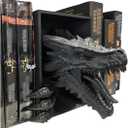 Dragons Awakening Book End Fantasy Book Nook Insert for Dragon Readers Unique Home Decor for Bookshelves & Libraries (Black - 2 Arms)