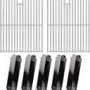 Hisencn Grill Parts for Home Depot Nexgrill 4 Burner 720-0830H, 5 Burner 720-0888N, 720-0888 Grill, Porcelain Steel Heat Plates, Stainless Steel Grill Grates, Replacement Parts for Nexgrill 5 Burner