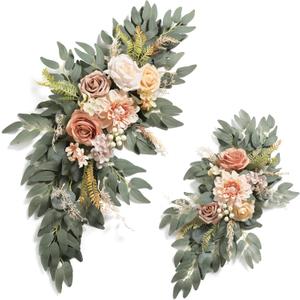 Nude Flowers Artificial Wedding Arch Flowers Swag Set of 2 for DIY Champagne Wedding Welcome Ceremony Sign Backdrop Sweetheart Table Chair Home Decoration