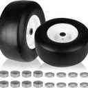 13x6.50-6" Flat Free Lawn Mower Tires and Wheels Rim for Commercial Lawn Mower Deck 38"-68" Garden Tractor | Hub Length 4"-7.1" | Bore ID 3/4"2 PCS