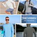 TACVASEN Men's Rash Guard Sun Hoodie Long Sleeve UPF 50+ Sun Protection SPF Quick Dry Hiking Swim Fishing Shirt (Blue)