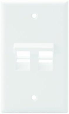 Leviton 41081-2WP Angled QuickPort Wallplate 2-Port, Single Gang, White