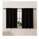 Pickluc Cafe Kitchen Curtains 36 Inches Long 2 Panels, Blackout Tier Curtains with Rod Pocket, Short Black Out Curtain for Small Window, 42" Wide and 36" Length, Set of Two, Black