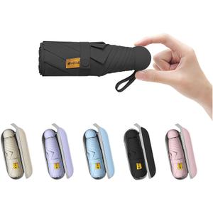 BAODINI Travel Mini Umbrella for Purse With Case Small Compact UV Sun Protection Sun Lightweight Tiny Pocket Umbrella for Women Kids and Men