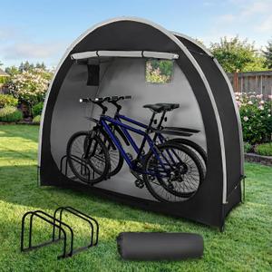 Bike Tent with Bicycle Racks Outdoor Portable Bicycle Storage Sheds with 210D Oxford 800ppm Waterproof for 2/3 Bikes, Covers Shelter for Motorcycle, Garden Tools, Lawn Mower, 2 SET