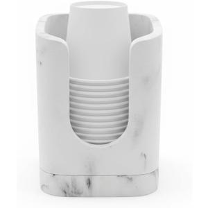 Bathroom Cup Dispenser, Dixie Cup Holder 3-4oz Mini 5OZ Disposable Paper Cup Holder for Bathroom Cotton Pad Container Guest Bathroom Essentials, Like Marble White