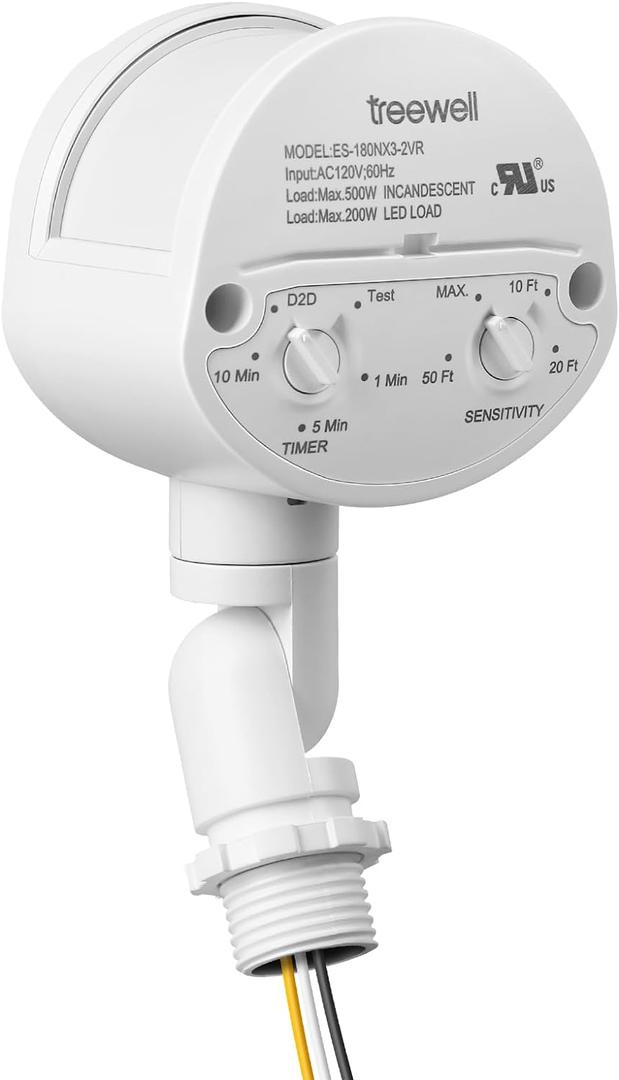 Motion Sensor, 180-Degree Replacement Motion Detector, Adjustable Time & Detection Sensitiity Up to 60 Feet Range, 3 Working Modes Pir Motion Sensor for Security Floodlight, White, UL Listed