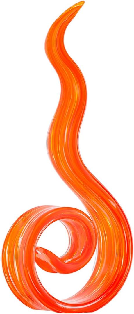 11.4" Tall Hand-Blown Glass Sculpture Murano-Style Sculpture Art Ornament Statue Figurines Home Decor Accent Piece Coastal Ocean Nautical Home Decor,Shelf,TV Stand,Tabletop Centerpieces,Wonderful Gift (Red)