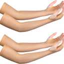 Coume 2 Pairs Elderly Skin Protection Sleeves Arm Protector for Thin Skin Bruising for Men Women(Elegant Style,Small)