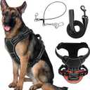 No Pull Dog Harness for Large Dogs-Medium Dogs, Adjustable Reflective Oxford Material Vest, with Heavy Duty Dog Leash, Chew-Resistant Steel Cable, Safety Lock and Easy Control Handle. (Dual Color, Size L)