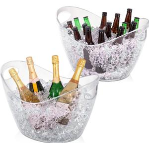 BARsics Large Clear Ice Bucket 3 Gallon(12L), Beverage Tub for Parties (2 Pack)