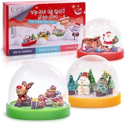 Make Your Own Holiday Water Globe Kit – 3X DIY Snow Globe Making Kit w 3 Figures, 10 Packs of Modeling Clay for Sculpting, Crafts for Girls Ages 4-6, Arts and Crafts for Kids Ages 4-6-8-12